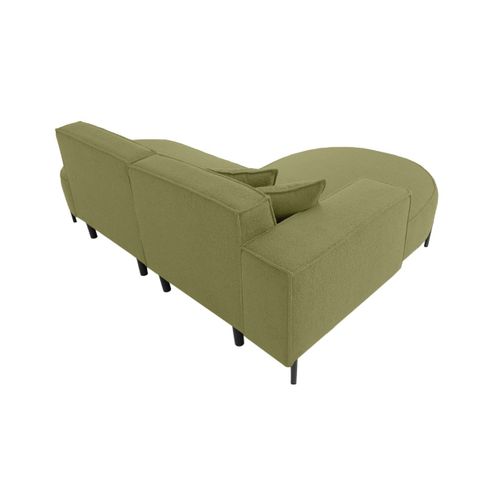Canapé D'angle Gauche 4 Places Marlon En Tissu Bouclette - Vert Kaki