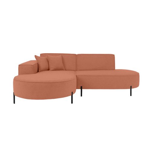 Canapé D'angle Gauche 4 Places Marlon En Tissu Bouclette - Terracotta