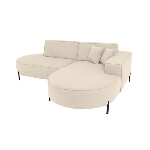 Canapé D'angle Droit 4 Places Marlon En Tissu Bouclette - Blanc