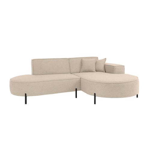 Canapé D'angle Droit 4 Places Marlon En Tissu Bouclette - Beige