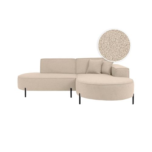 Canapé D'angle Droit 4 Places Marlon En Tissu Bouclette - Beige