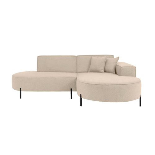 Canapé D'angle Droit 4 Places Marlon En Tissu Bouclette - Beige