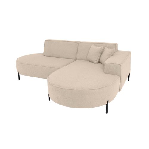 Canapé D'angle Droit 4 Places Marlon En Tissu Bouclette - Beige