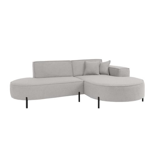 Canapé D'angle Droit 4 Places Marlon En Tissu Bouclette - Gris Clair