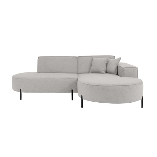 Canapé D'angle Droit 4 Places Marlon En Tissu Bouclette - Gris Clair