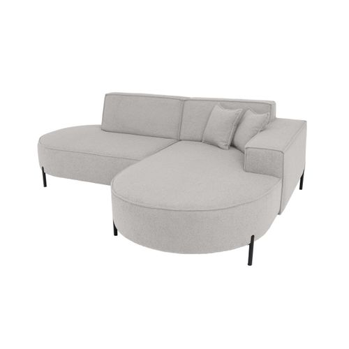 Canapé D'angle Droit 4 Places Marlon En Tissu Bouclette - Gris Clair