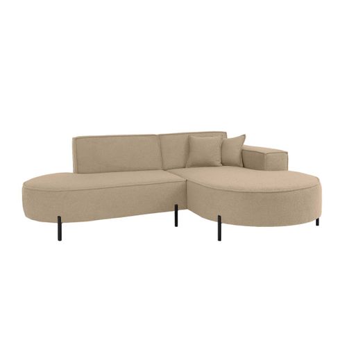 Canapé D'angle Droit 4 Places Marlon En Tissu Bouclette - Taupe