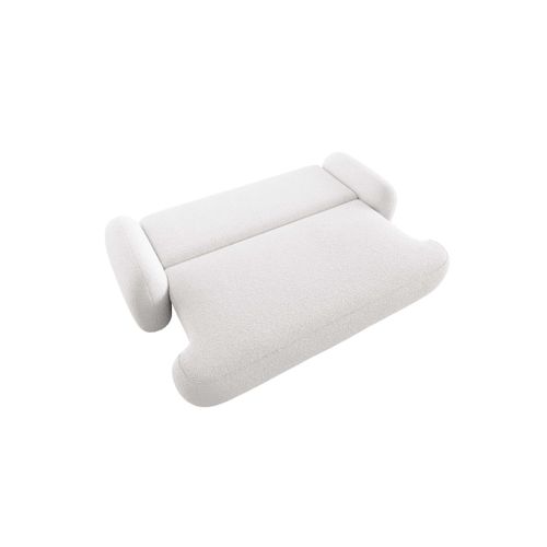 Canapé Convertible 3 Places Milly Avec Coffre En Tissu Bouclette - Blanc