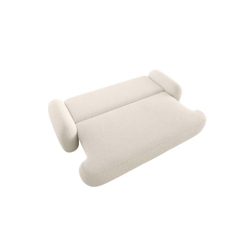 Canapé Convertible 3 Places Milly Avec Coffre En Tissu Bouclette - Beige
