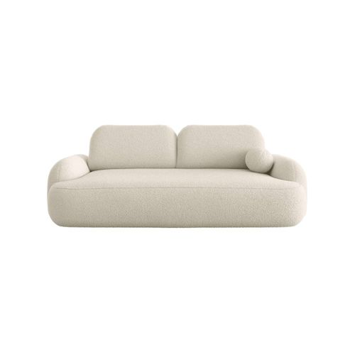 Canapé Convertible 3 Places Milly Avec Coffre En Tissu Bouclette - Beige