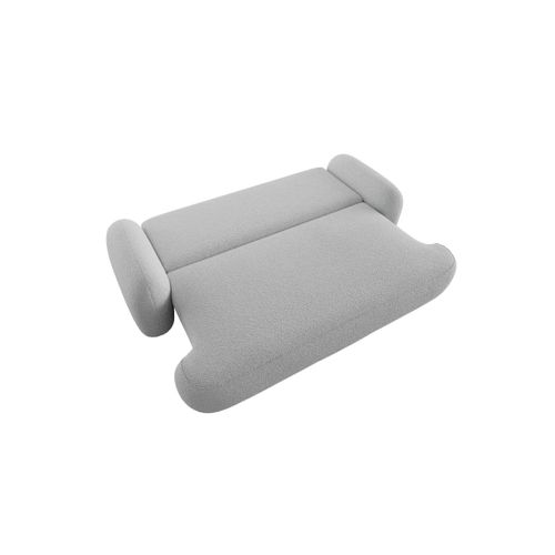 Canapé Convertible 3 Places Milly Avec Coffre En Tissu Bouclette - Gris Clair