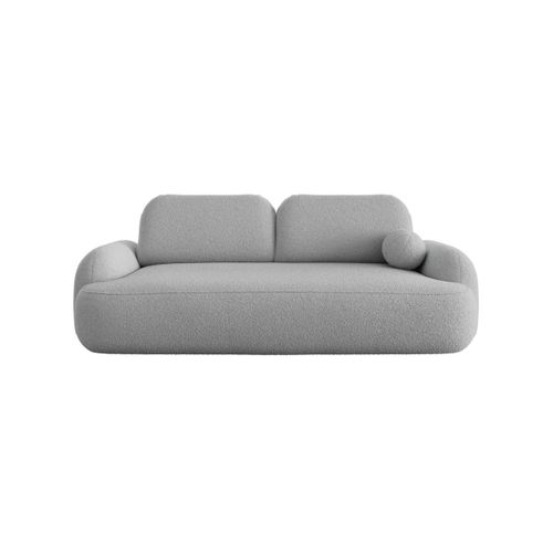 Canapé Convertible 3 Places Milly Avec Coffre En Tissu Bouclette - Gris Clair