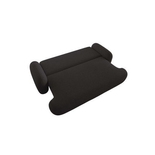 Canapé Convertible 3 Places Milly Avec Coffre En Tissu Bouclette - Gris Anthracite