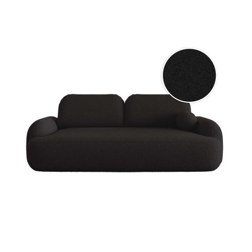 Canapé Convertible 3 Places Milly Avec Coffre En Tissu Bouclette - Gris Anthracite