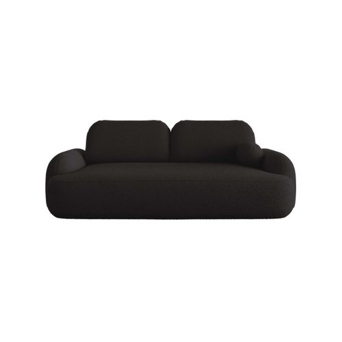 Canapé Convertible 3 Places Milly Avec Coffre En Tissu Bouclette - Gris Anthracite