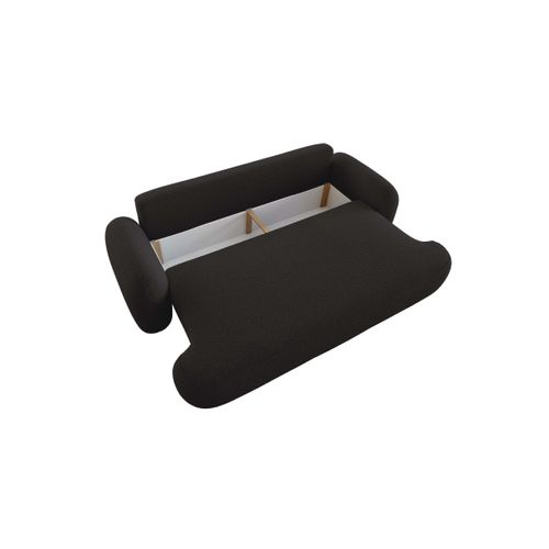 Canapé Convertible 3 Places Milly Avec Coffre En Tissu Bouclette - Gris Anthracite