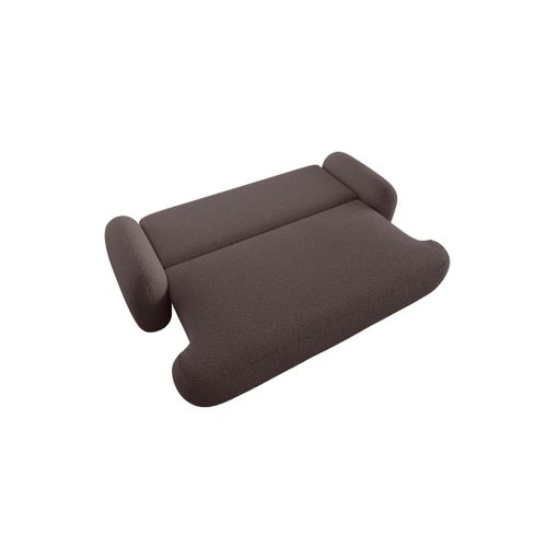 Canapé Convertible 3 Places Milly Avec Coffre En Tissu Bouclette - Marron