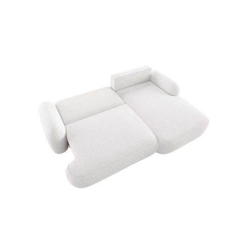Canapé D'angle Droit Convertible 4 Places Milly Avec Coffre En Tissu Bouclette - Blanc