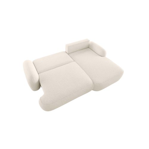 Canapé D'angle Droit Convertible 4 Places Milly Avec Coffre En Tissu Bouclette - Beige
