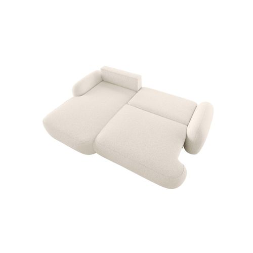 Canapé D'angle Gauche Convertible 4 Places Milly Avec Coffre En Tissu Bouclette - Beige