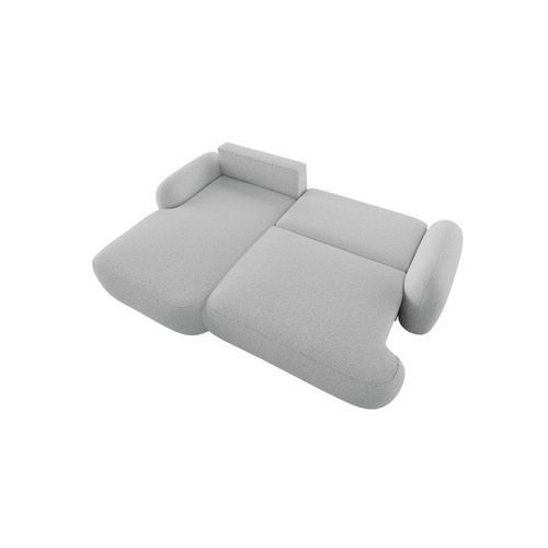 Canapé D'angle Gauche Convertible 4 Places Milly Avec Coffre En Tissu Bouclette - Gris Clair