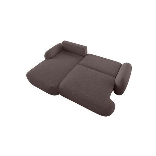 Canapé D'angle Gauche Convertible 4 Places Milly Avec Coffre En Tissu Bouclette - Marron