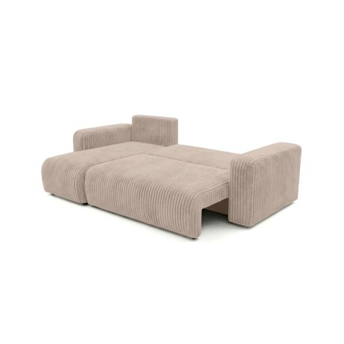 Canapé D'angle Conv Et Réversible 4p Alya Velours Cotelé Épais Taupe