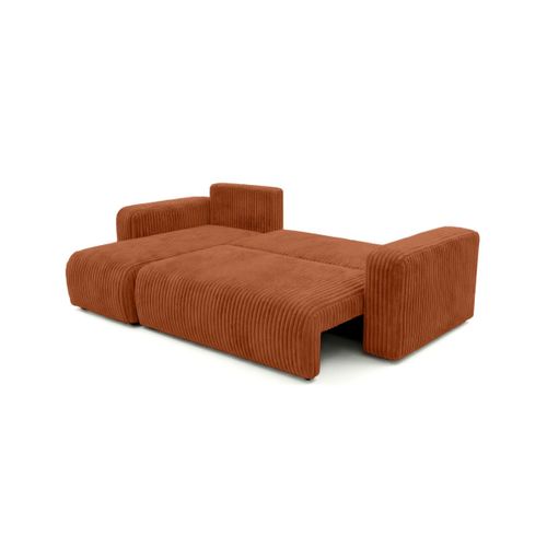 Canapé D'angle Conv Et Réversible 4p Alya Velours Cotelé Épais Terracotta