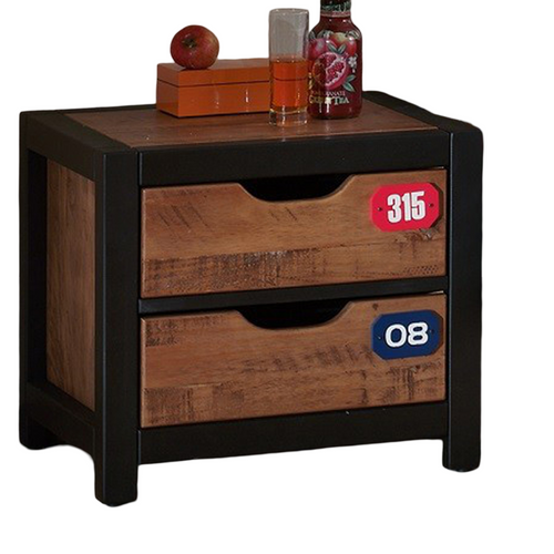 Chevet 2 Tiroirs Bois Naturel