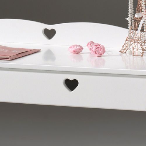 Bureau Avec Petits Cœurs 2 Tiroirs Blanc