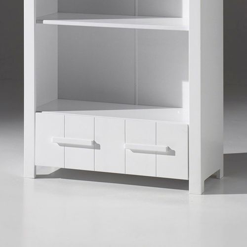 Bibliothèque Blanche 4 Niches 1 Tiroir, Effet Bois