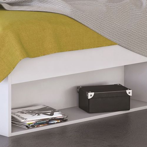 Lit En Bois Blanc Perle Avec Tiroir 160x200 Cm