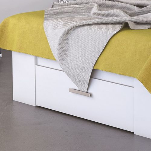 Lit En Bois Blanc Perle Avec Tiroir 160x200 Cm