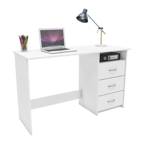 Bureau 1 Niche 3 Tiroirs Tiroir + Niche Blanc