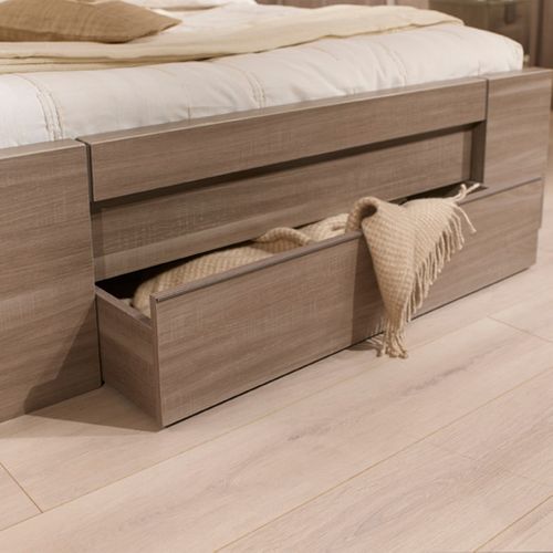 Tiroir De Lit Enfant Effet Chêne Fusain Bois Naturel 160x200