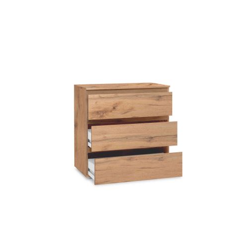Commode 3 Tiroirs Bois Naturel