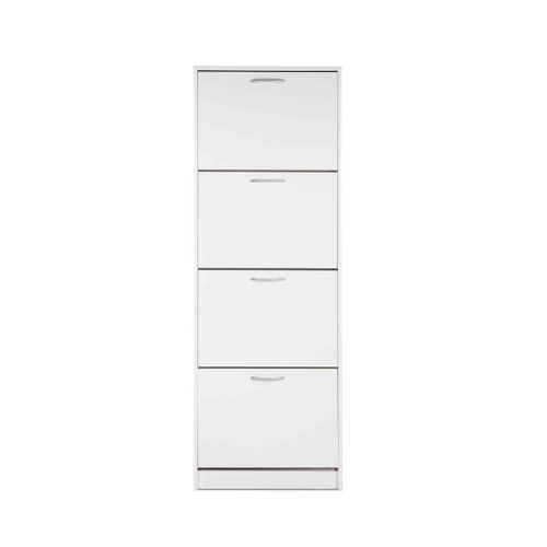 Meuble à Chaussures 4 Tiroirs, Effet Bois Blanc