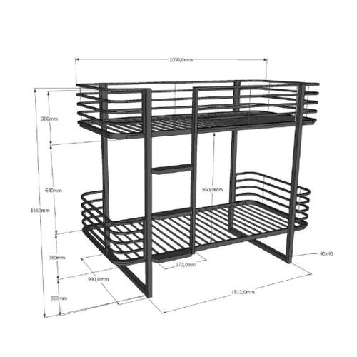 Lit Superposé En Métal Blanc 90x200