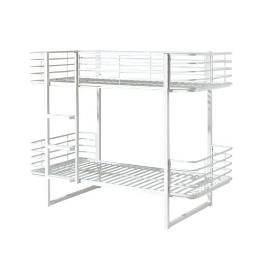 Lit Superposé En Métal Blanc 90x200