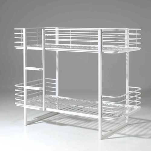 Lit Superposé En Métal Blanc 90x200