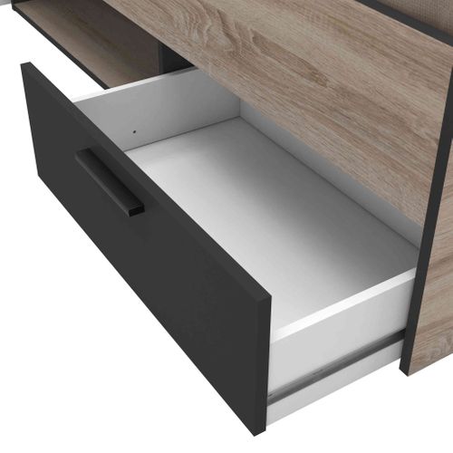 Lit Avec 2 Tiroirs, 1 Niche De Rangement Bois Foncé 140x190