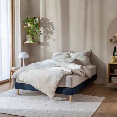 Cache Sommier Coton Jersey Bleu Marine 110x200