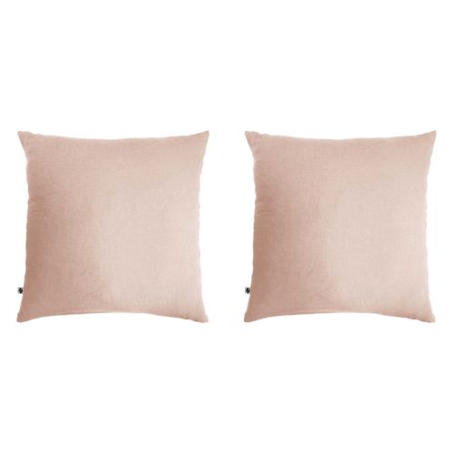 2 Taies D'oreillers Double Gaze De Coton Rose 60x60 Cm
