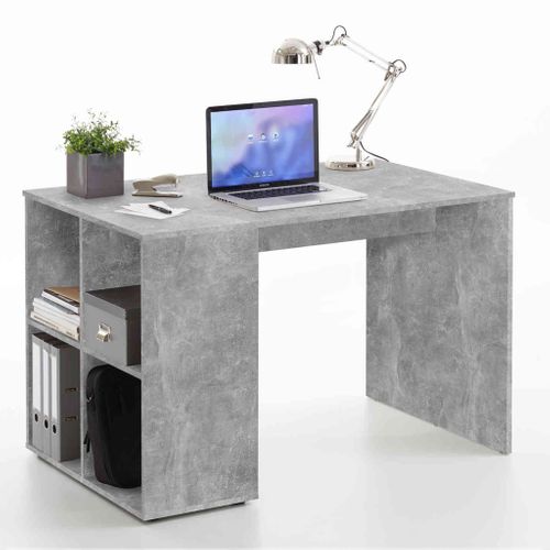 Bureau Avec 4 Niches De Rangement Gris