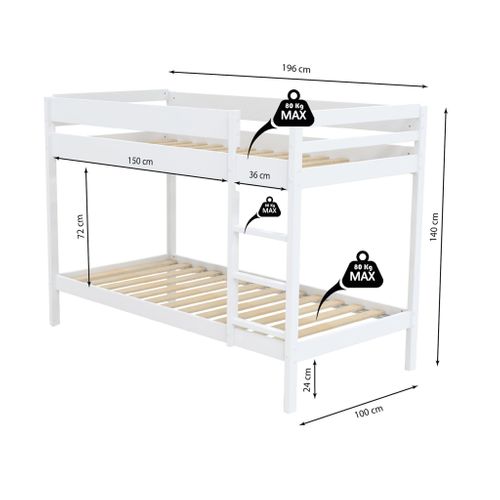 Lit Superposé Blanc 90x190