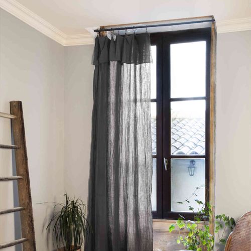 Rideau Gaze De Coton Ajustable Anthracite 140x300 Cm