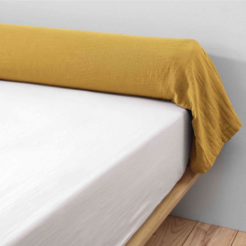 Taie De Traversin Double Gaze De Coton Jaune 160 Cm