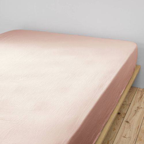 Drap Housse Double Gaze De Coton Rose 90x190 Cm