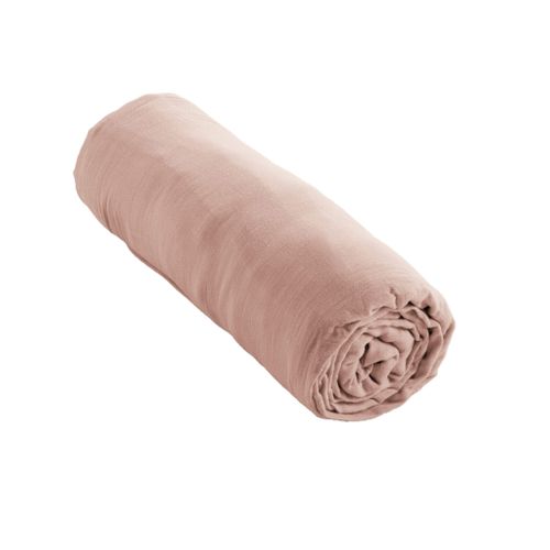 Drap Housse Double Gaze De Coton Rose 90x190 Cm