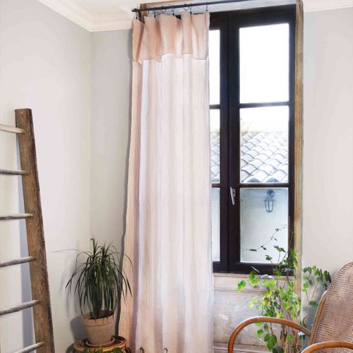 Lot De 2 Rideaux Gaze De Coton Ajustables Rose 140x300 Cm